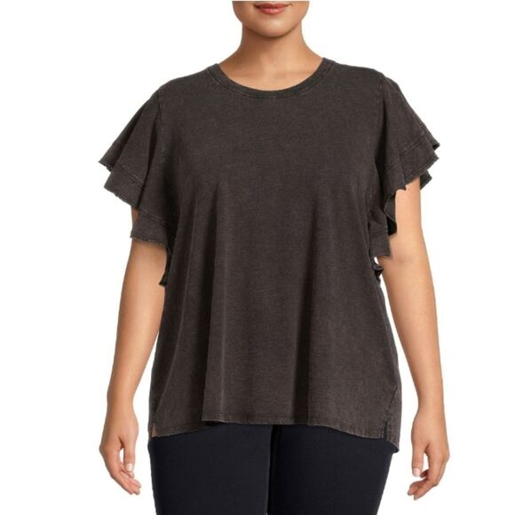 WOMENS Plus Size Flutter Sleeve Knit Top T-Shirt Blouses 2-Pack Size XXL - Picture 6 of 14